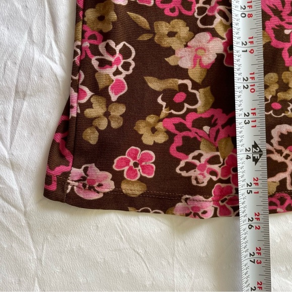 Lane Bryant Women’s Size 18/20 Brown Pink white top with tie at front neckline - Picture 9 of 9